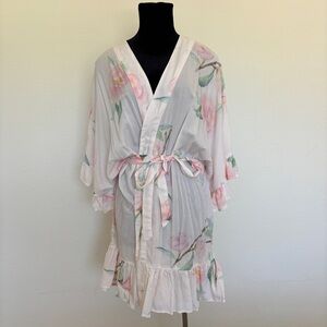 Plum Pretty Sugar Pink Floral Robe With Ruffle Detail